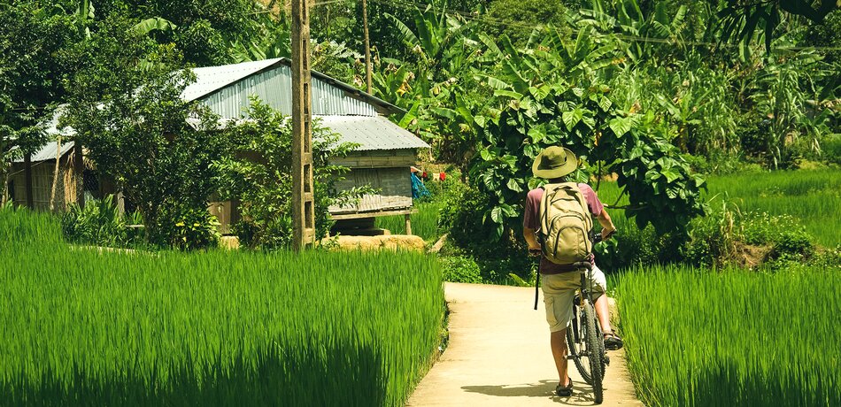 Vietnam Biketour durch Reisfelder