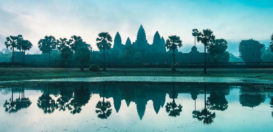 Angkor Wat Spiegelung im See, Kambodscha