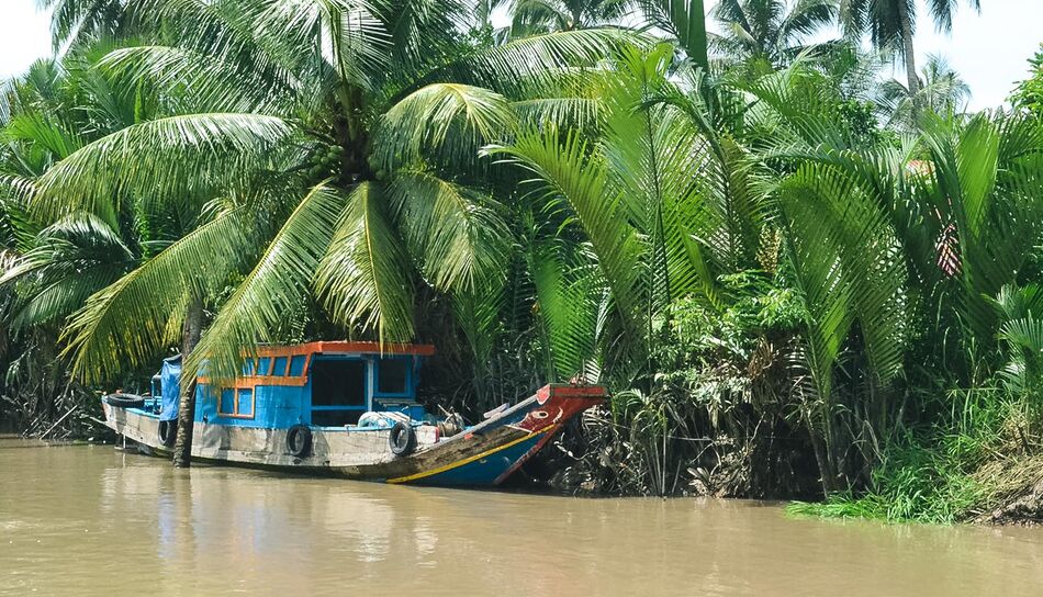 Boot im Mekong Delta von Vietnam
