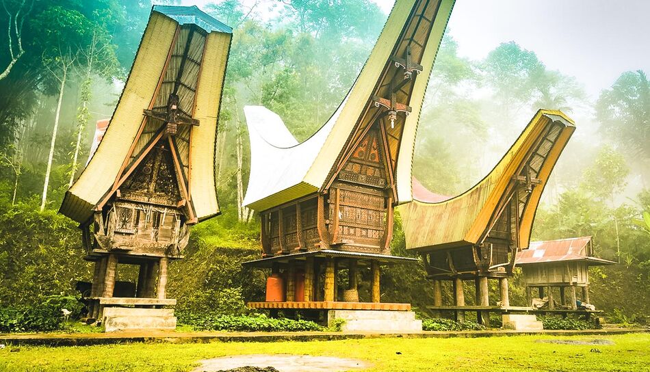 Traditionelle Häuser in Toraja, Sulawesi