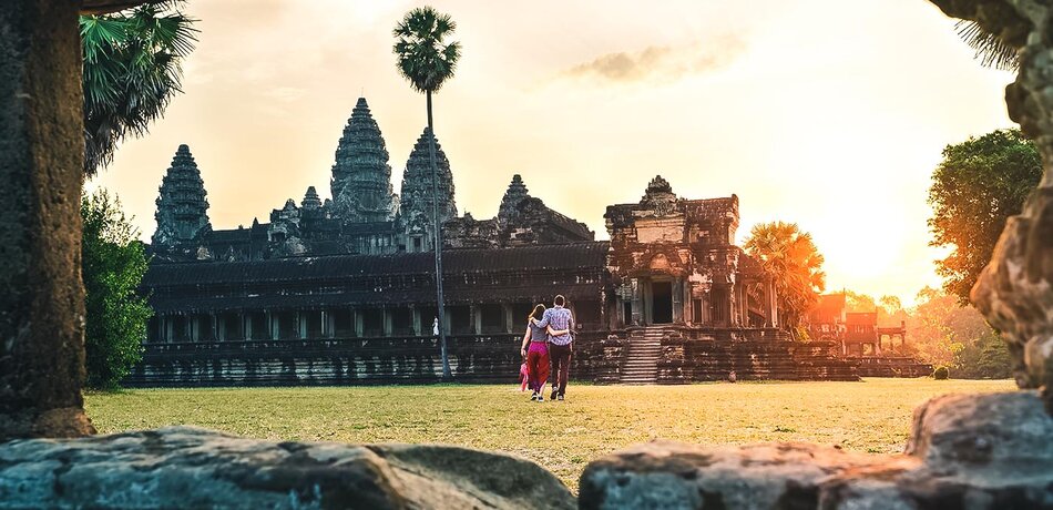 Reisende in Angkor Wat, Kambodscha