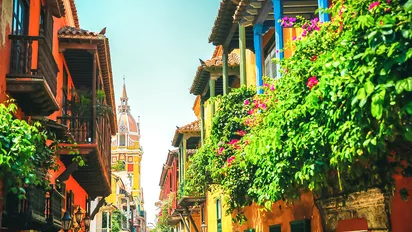 Die bunten Balkone der Altstadt Cartagenas, Kolumbien