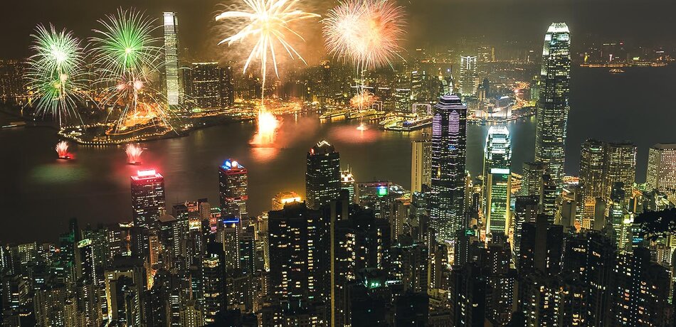 Feuerwerk in Hong Kong, China