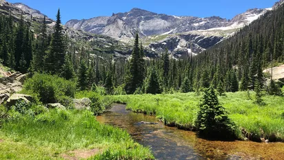 Landschaft in den Rocky Mountains mit Fluss und Bergen