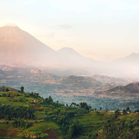 Virunga Vulkane im Grenzgebiet zwischen Ruanda, Uganda und der Demokratischen Republik Kongo