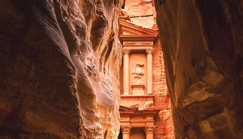 Blick auf Al Khazneh in Petra, Jordanien