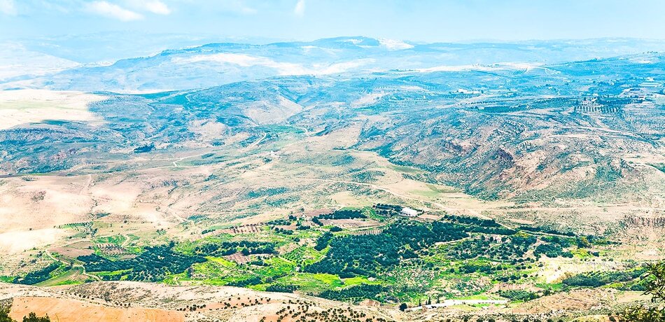 Blick auf das Gelobte Land vom Berg Nebo in Jordanien