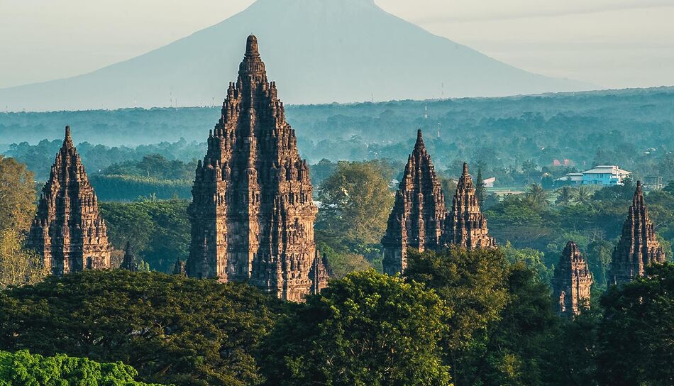 Blick auf den Prambanan Tempel in Indonesien