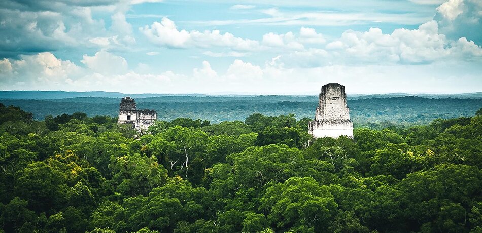 Blick auf die Maya-Ruinen von Tikal
