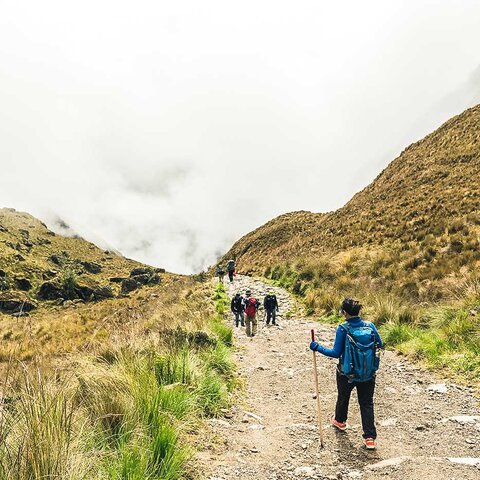 Wanderer am Inka Trail zum Machu Picchu