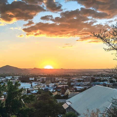 Sonnenuntergang über Windhoek
