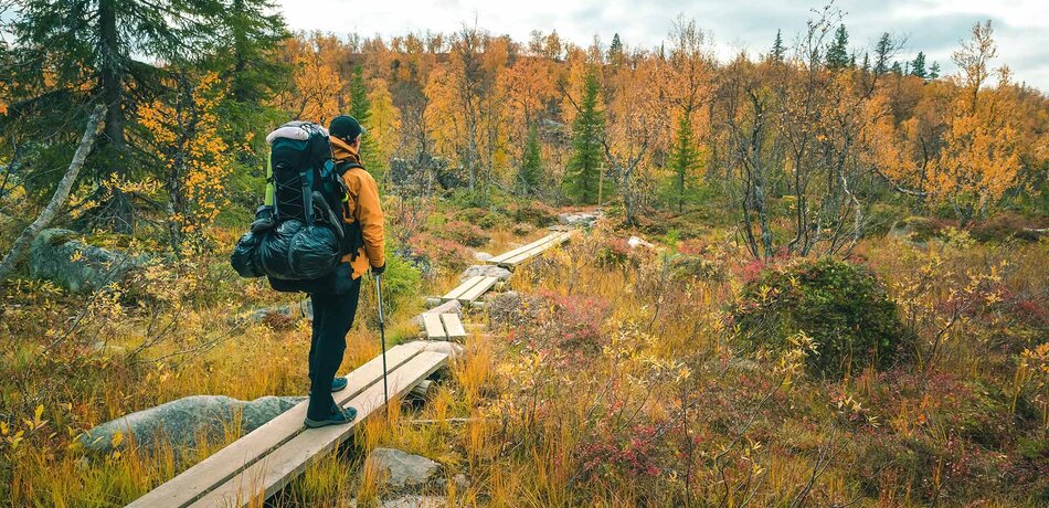 Wanderer in finnisch Lappland